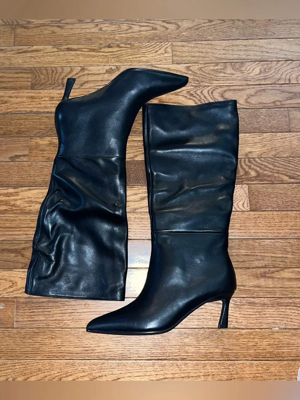 Steve Madden Lavan Pointed Toe Knee High Boot Black Leather Women’s 10
